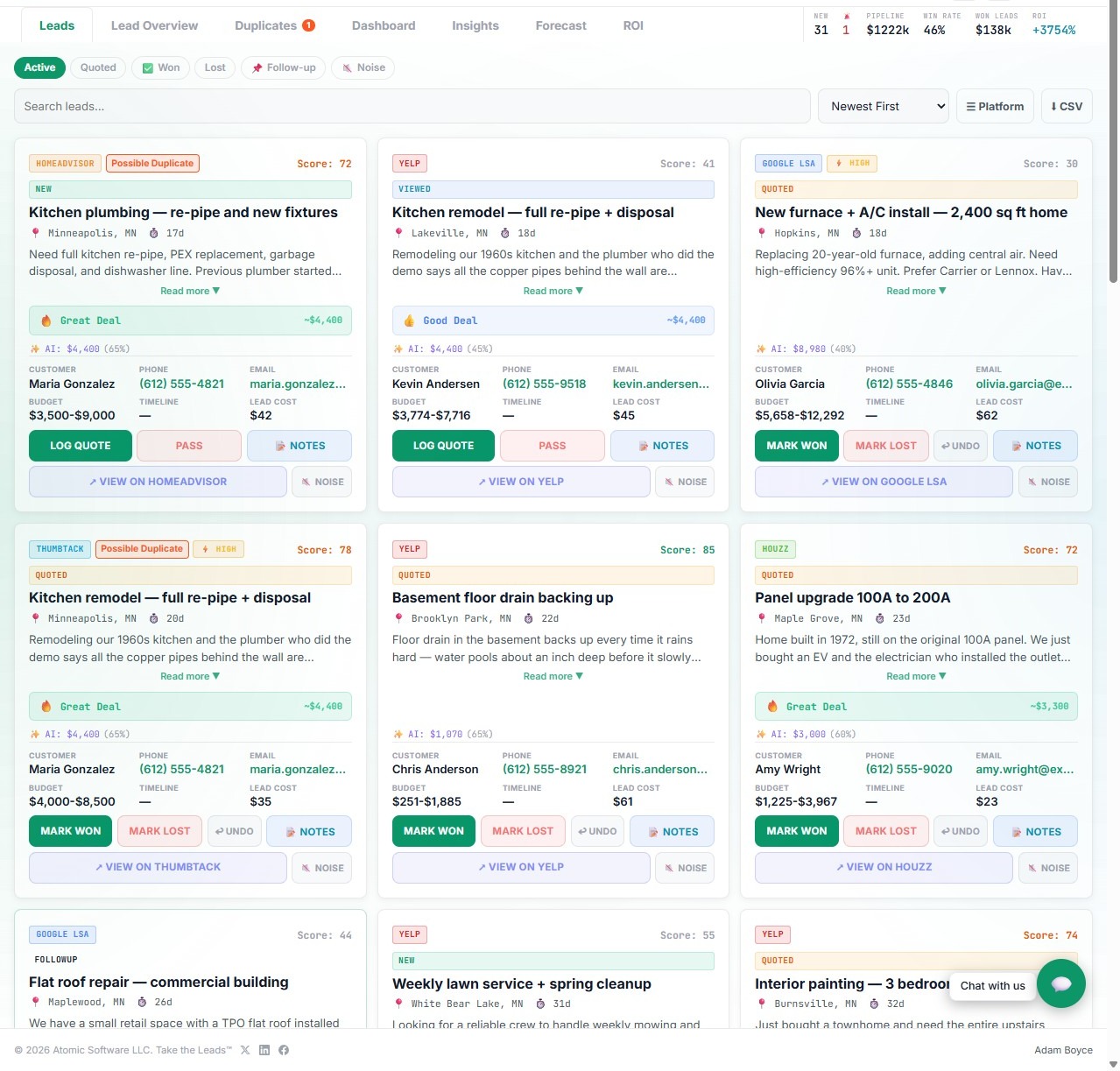 Take the Leads — Lead Management Dashboard